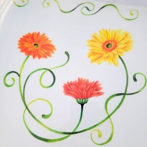 PRECIDIO Melamine Daisy 18" Rectangular Serving Tray w/Handles Flowers